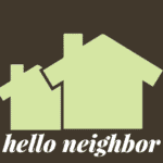 Illustration of houses with words hello neighbor, representing nextdoor