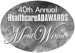 40th HealthcareAdAwards Merit Winners Badge BW WebRes250w